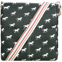 L1104H - Miss Lulu Canvas Square Bag Horse Black